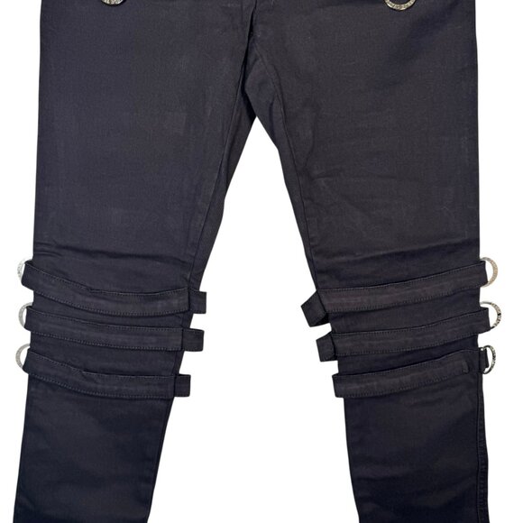Royal Bones By Tripp Black Lace Up Jeans Pants w/ Straps Zippers Hot Topic 9 - Picture 6 of 12